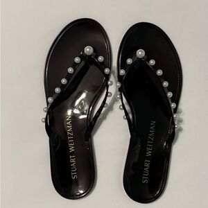 Stuart Weitzman Studded Black & White Sandals Size 38.5 (US 8)